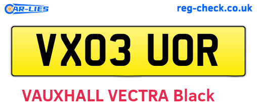 VX03UOR are the vehicle registration plates.