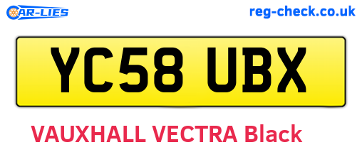YC58UBX are the vehicle registration plates.