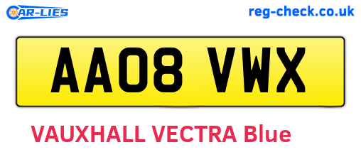 AA08VWX are the vehicle registration plates.