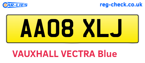 AA08XLJ are the vehicle registration plates.
