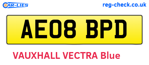 AE08BPD are the vehicle registration plates.