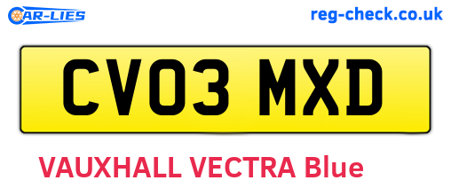 CV03MXD are the vehicle registration plates.
