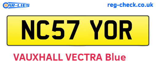 NC57YOR are the vehicle registration plates.