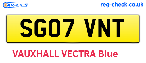SG07VNT are the vehicle registration plates.