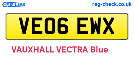 VE06EWX are the vehicle registration plates.