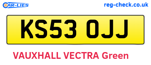 KS53OJJ are the vehicle registration plates.
