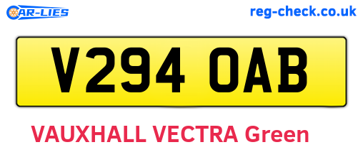 V294OAB are the vehicle registration plates.