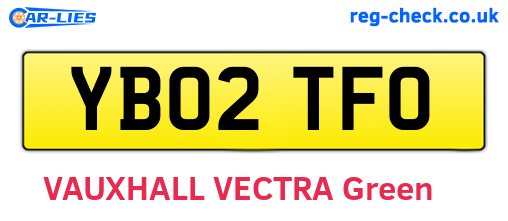 YB02TFO are the vehicle registration plates.