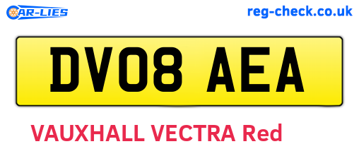 DV08AEA are the vehicle registration plates.