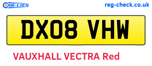 DX08VHW are the vehicle registration plates.