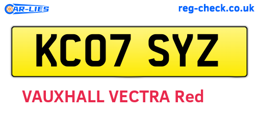 KC07SYZ are the vehicle registration plates.