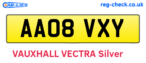 AA08VXY are the vehicle registration plates.
