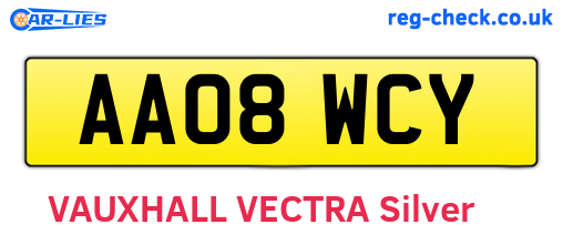 AA08WCY are the vehicle registration plates.