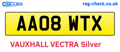 AA08WTX are the vehicle registration plates.