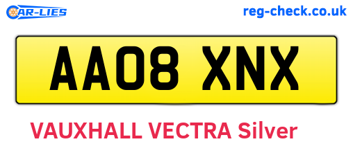 AA08XNX are the vehicle registration plates.