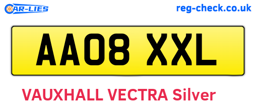 AA08XXL are the vehicle registration plates.