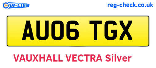 AU06TGX are the vehicle registration plates.