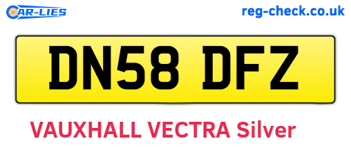 DN58DFZ are the vehicle registration plates.