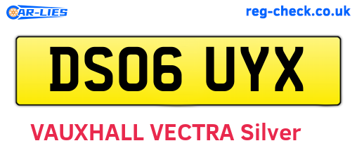 DS06UYX are the vehicle registration plates.