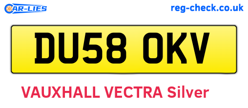 DU58OKV are the vehicle registration plates.