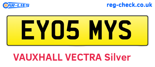 EY05MYS are the vehicle registration plates.