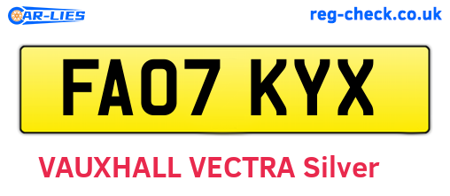 FA07KYX are the vehicle registration plates.