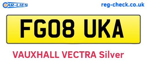 FG08UKA are the vehicle registration plates.
