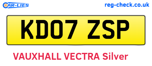 KD07ZSP are the vehicle registration plates.