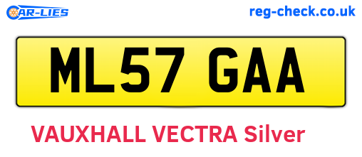 ML57GAA are the vehicle registration plates.