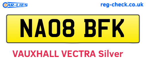 NA08BFK are the vehicle registration plates.