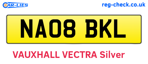 NA08BKL are the vehicle registration plates.