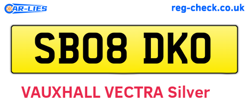 SB08DKO are the vehicle registration plates.