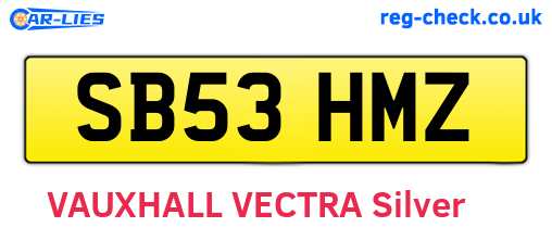 SB53HMZ are the vehicle registration plates.
