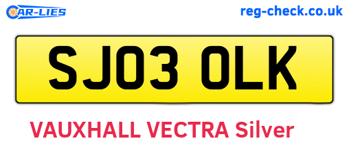 SJ03OLK are the vehicle registration plates.