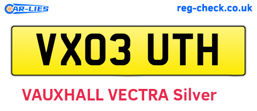 VX03UTH are the vehicle registration plates.
