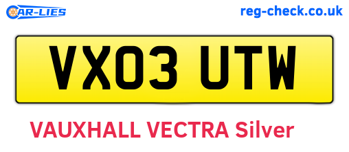 VX03UTW are the vehicle registration plates.