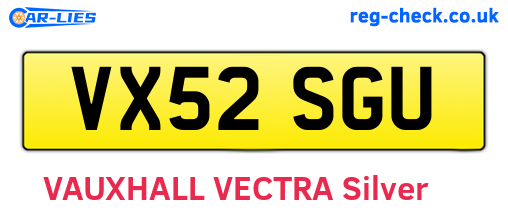 VX52SGU are the vehicle registration plates.