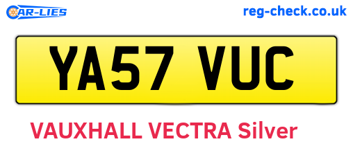 YA57VUC are the vehicle registration plates.