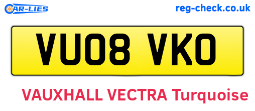 VU08VKO are the vehicle registration plates.