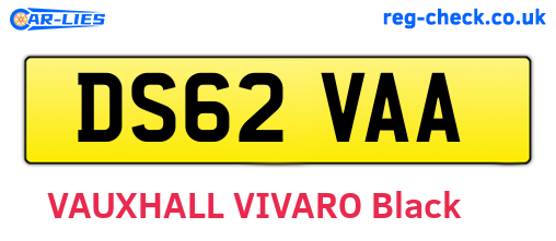 DS62VAA are the vehicle registration plates.