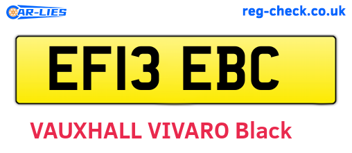 EF13EBC are the vehicle registration plates.