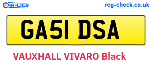 GA51DSA are the vehicle registration plates.