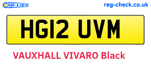 HG12UVM are the vehicle registration plates.