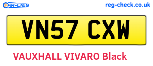 VN57CXW are the vehicle registration plates.
