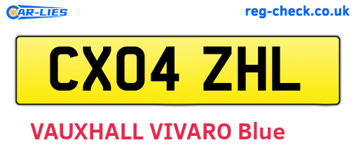 CX04ZHL are the vehicle registration plates.