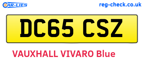 DC65CSZ are the vehicle registration plates.