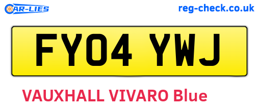FY04YWJ are the vehicle registration plates.