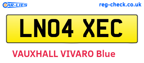 LN04XEC are the vehicle registration plates.