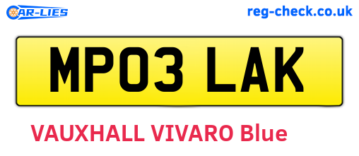 MP03LAK are the vehicle registration plates.