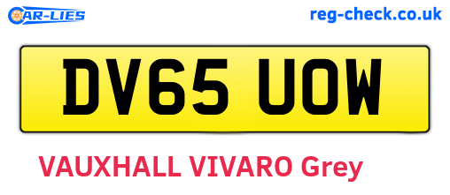 DV65UOW are the vehicle registration plates.